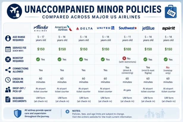 Unaccompanied Minor Policies Compared Across Major US Airlines